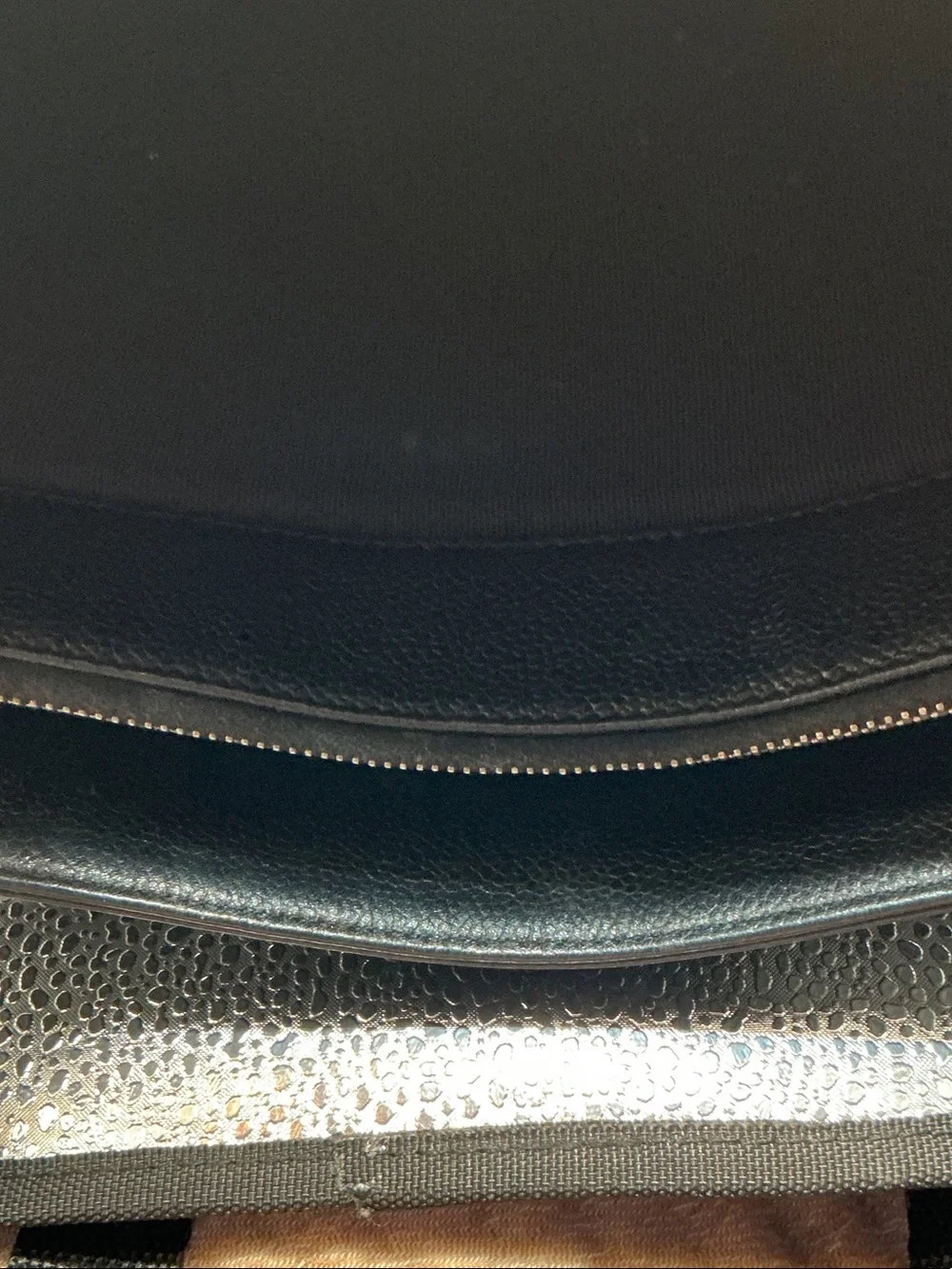 CHANEL Black Leather Brief Tote with Top Zip